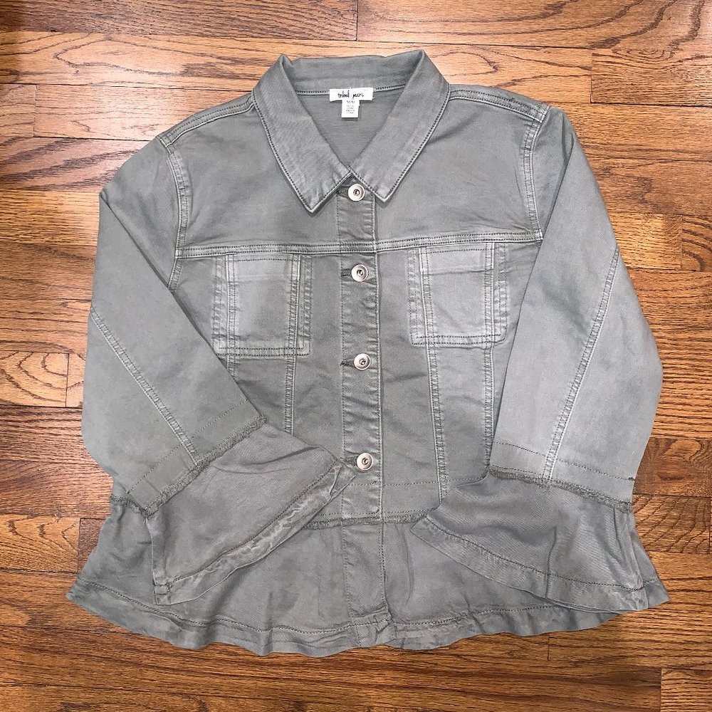 Tribal Jeans Jacket w/ Ruffle Details (Size:M)
